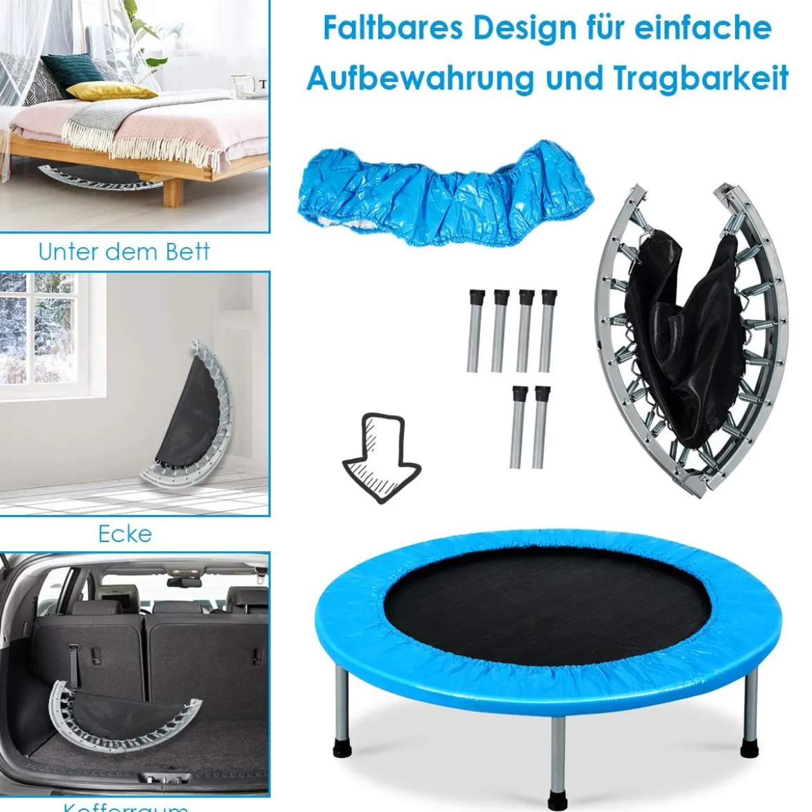 Mini Trampolin Kindertrampolin für Erwachsene und Kinder bis zu 100kg belastbar