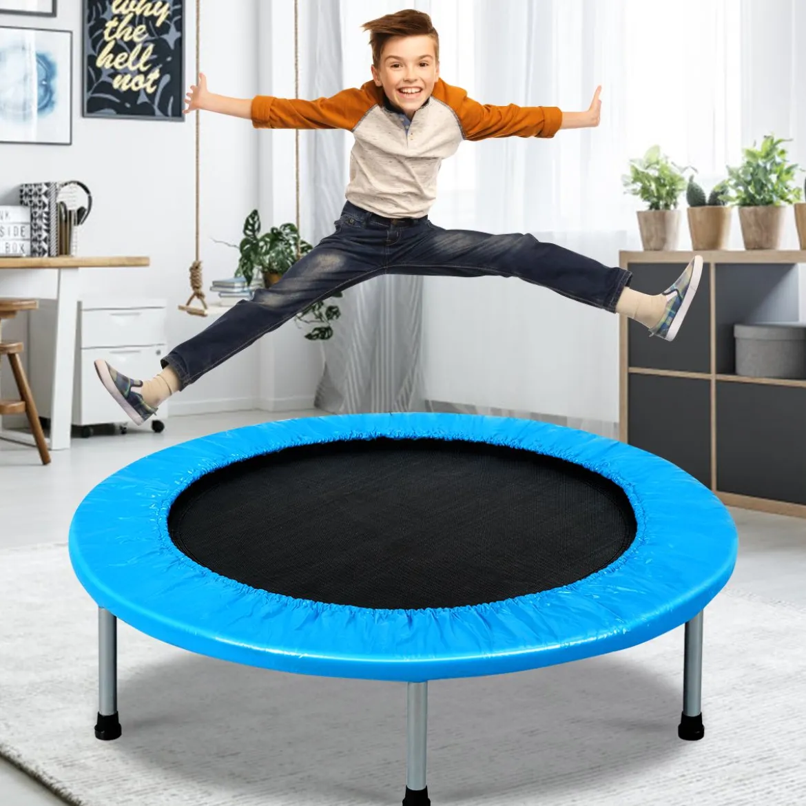 Mini Trampolin Kindertrampolin für Erwachsene und Kinder bis zu 100kg belastbar