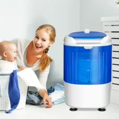 Mini Waschmaschine Reisewaschmaschine Waschautomat mit Trockenschleuder Blau
