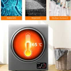 Mini Wäschetrockner Elektrischer Trockner Ablufttrockner 2,5KG / 42L / 850W Grau