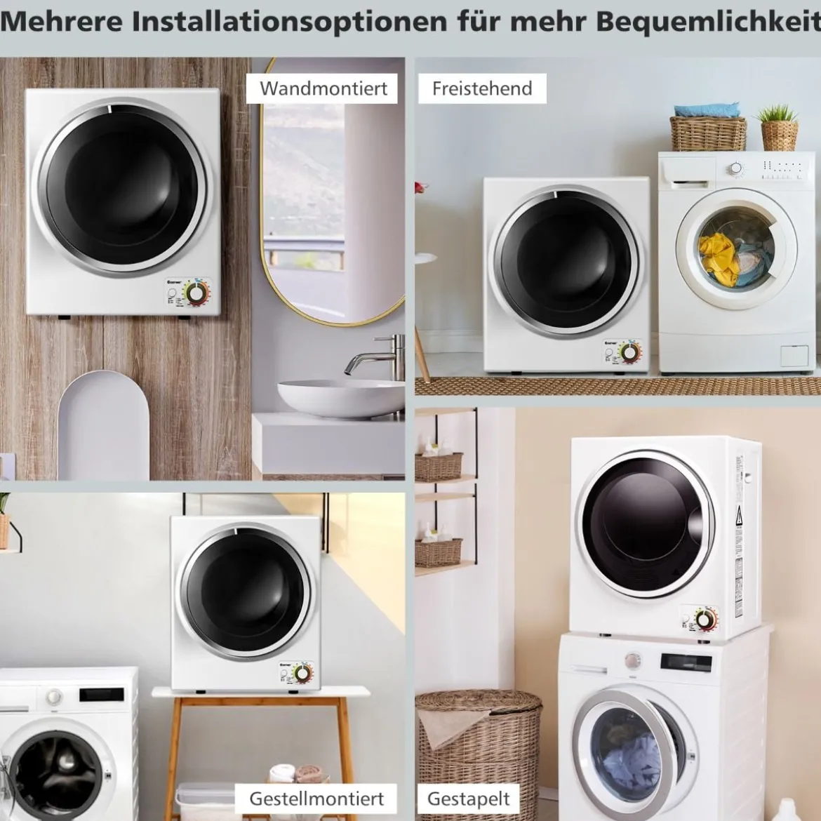 Mini Wäschetrockner Elektrischer Trockner Ablufttrockner 2,5KG / 42L / 850W Weiß