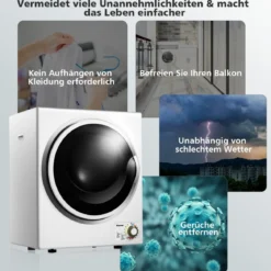 Mini Wäschetrockner Elektrischer Trockner Ablufttrockner 2,5KG / 42L / 850W Weiß