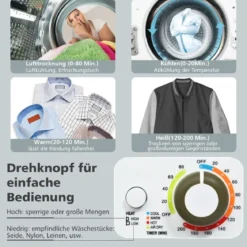 Mini Wäschetrockner Elektrischer Trockner Ablufttrockner 2,5KG / 42L / 850W Weiß
