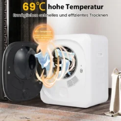 Mini Wäschetrockner 5kg mit LED Touch-Screen & Desinfektion & Desodorierung Ablufttrockner