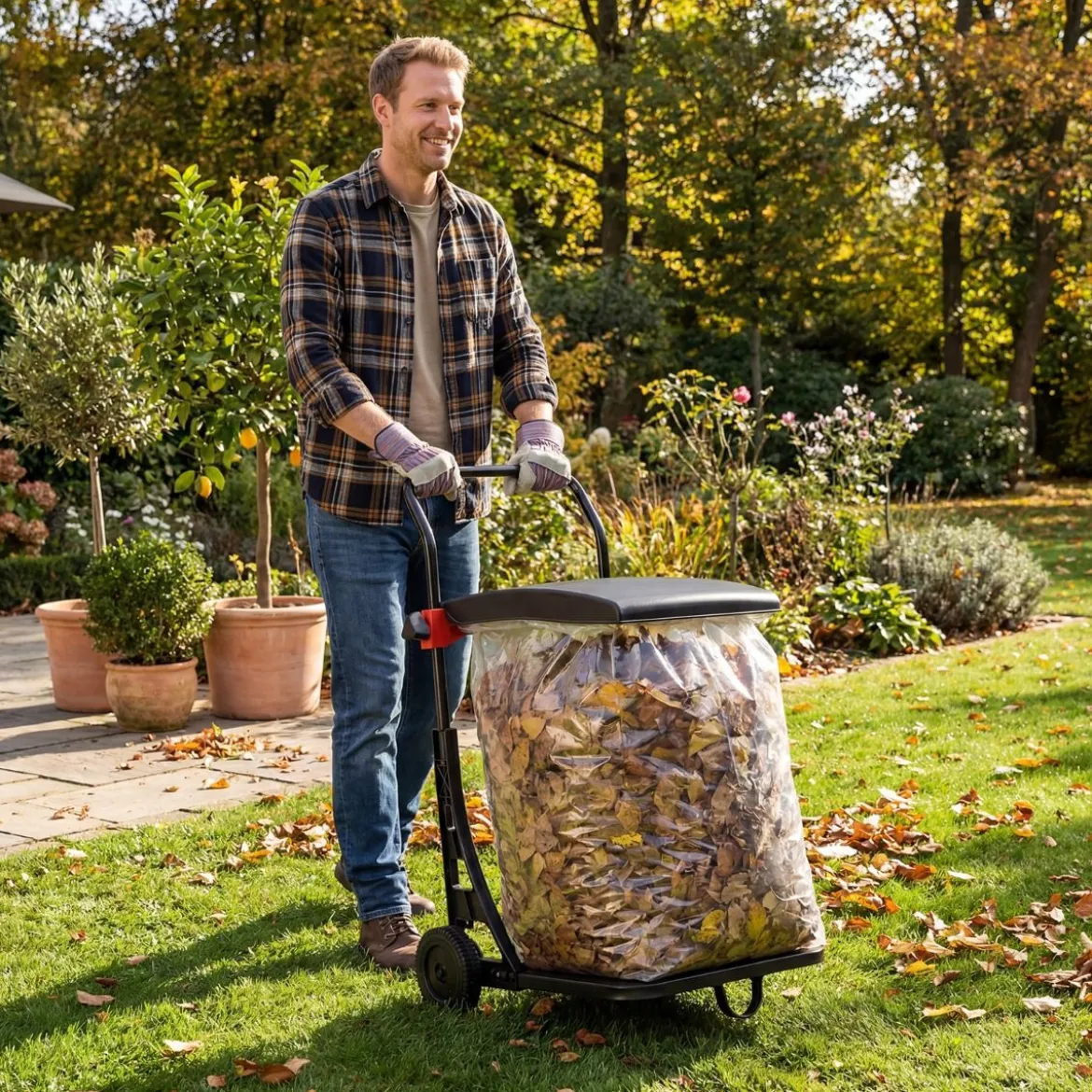 Müllsackständer mit Rollen & Deckel Höhenverstellbare Abfallwagen Müllsackhalter Abfallbehälter Schwarz