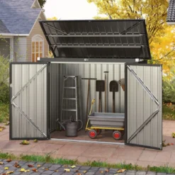 Mülltonnenbox für 2 Mülltonnen Müllbox aus Verzinktem Metall Müllhaus mit 2 Türen