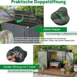 Mülltonnenbox für 2 Mülltonnen Müllbox aus Verzinktem Metall Müllhaus mit 2 Türen