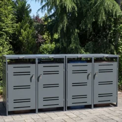 Mülltonnenbox für 2 x 120 L Mülltonne Wetterfester Gartenschuppen mit Abschließbarer Tür