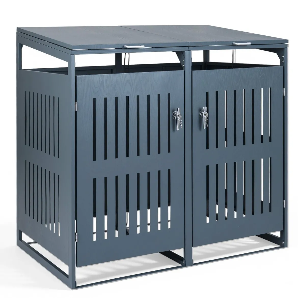 Mülltonnenbox Mülltonnenverkleidung für 2 Behälter Mülltonnenschrank aus Metall