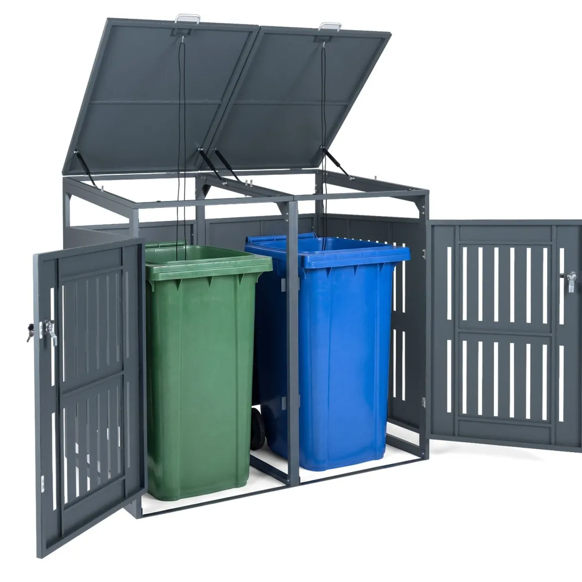 Mülltonnenbox Mülltonnenverkleidung für 2 Behälter Mülltonnenschrank aus Metall