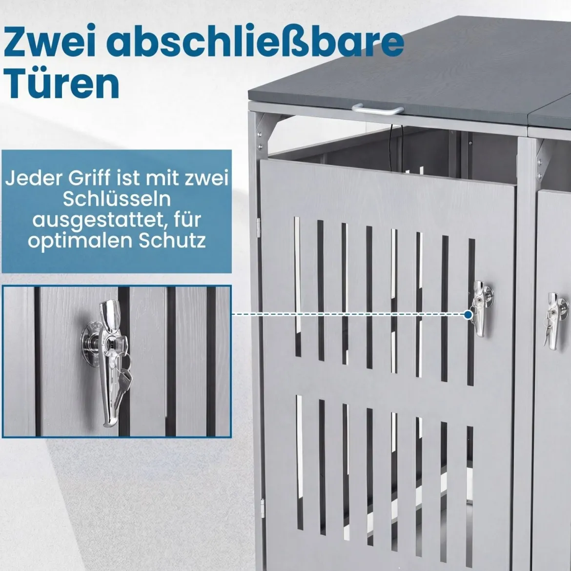 Mülltonnenbox Mülltonnenverkleidung für 2 Behälter Mülltonnenschrank aus Metall