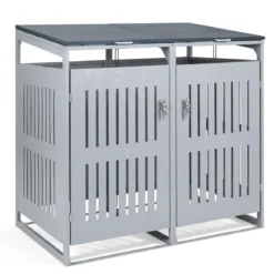 Mülltonnenbox Mülltonnenverkleidung für 2 Behälter Mülltonnenschrank aus Metall
