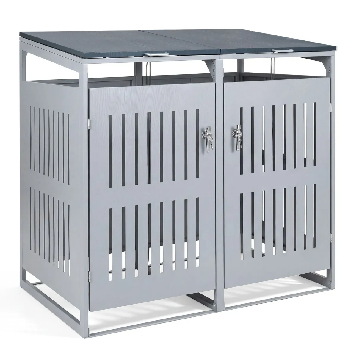 Mülltonnenbox Mülltonnenverkleidung für 2 Behälter Mülltonnenschrank aus Metall