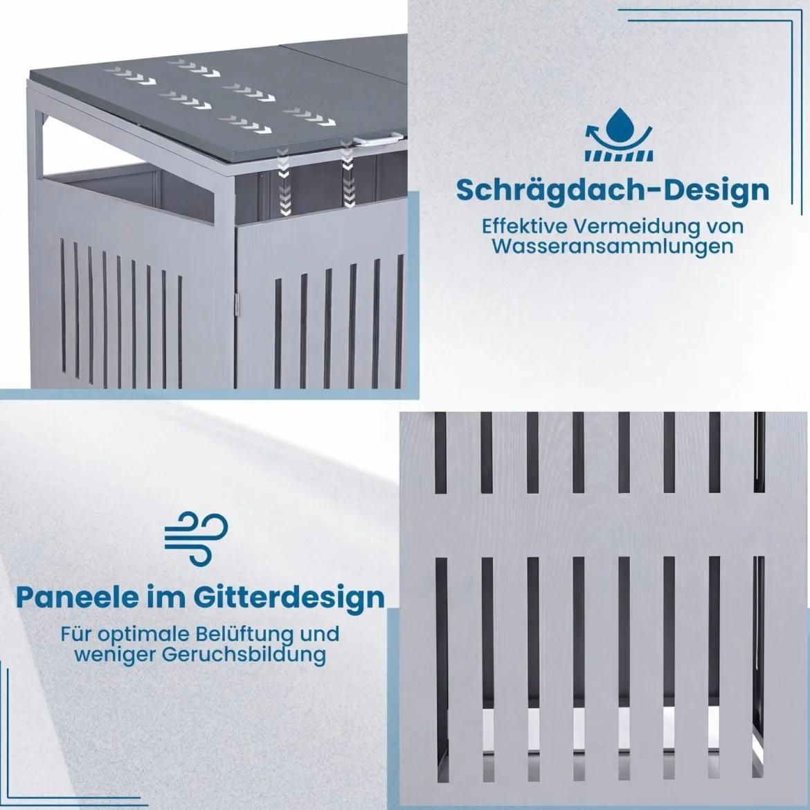 Mülltonnenbox Mülltonnenverkleidung für 2 Behälter Mülltonnenschrank aus Metall