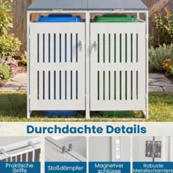 Mülltonnenbox Mülltonnenverkleidung für 2 Behälter Mülltonnenschrank aus Metall