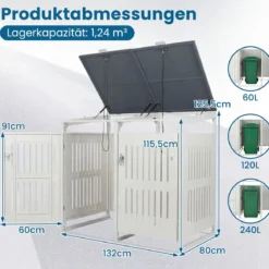 Mülltonnenbox Mülltonnenverkleidung für 2 Behälter Mülltonnenschrank aus Metall