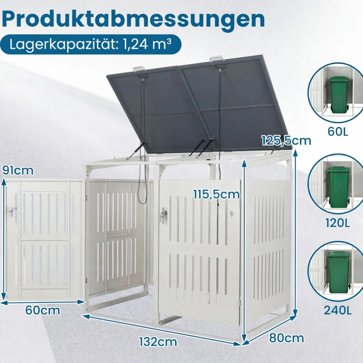 Mülltonnenbox Mülltonnenverkleidung für 2 Behälter Mülltonnenschrank aus Metall