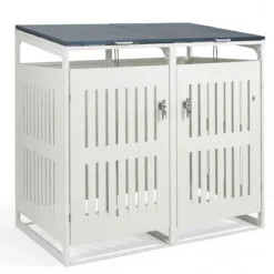 Mülltonnenbox Mülltonnenverkleidung für 2 Behälter Mülltonnenschrank aus Metall