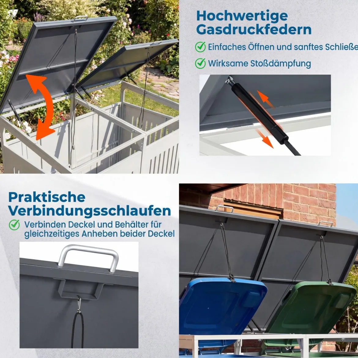 Mülltonnenbox Mülltonnenverkleidung für 2 Behälter Mülltonnenschrank aus Metall
