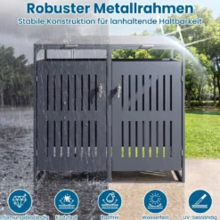 Mülltonnenbox Mülltonnenverkleidung für 2 Behälter Mülltonnenschrank aus Metall