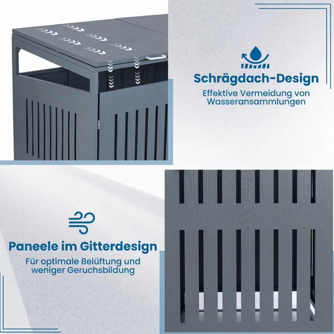 Mülltonnenbox Mülltonnenverkleidung für 2 Behälter Mülltonnenschrank aus Metall