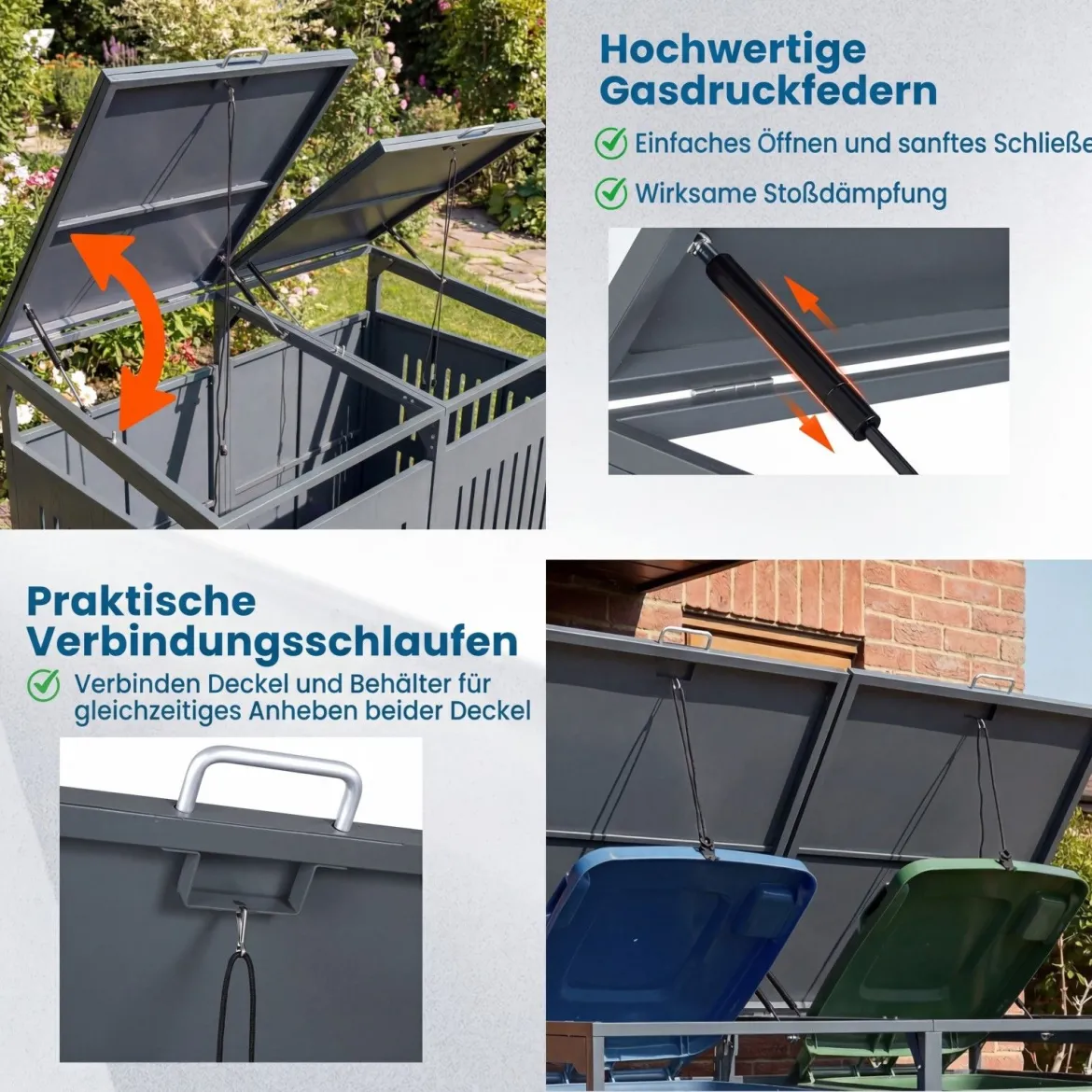 Mülltonnenbox Mülltonnenverkleidung für 2 Behälter Mülltonnenschrank aus Metall