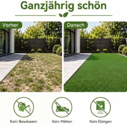 7 mm Kunstrasen Outdoor Grün mit Drainagesystem in Natürlicher Optik 100 x 500 cm