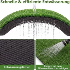 7 mm Kunstrasen Outdoor Grün mit Drainagesystem in Natürlicher Optik 100 x 500 cm