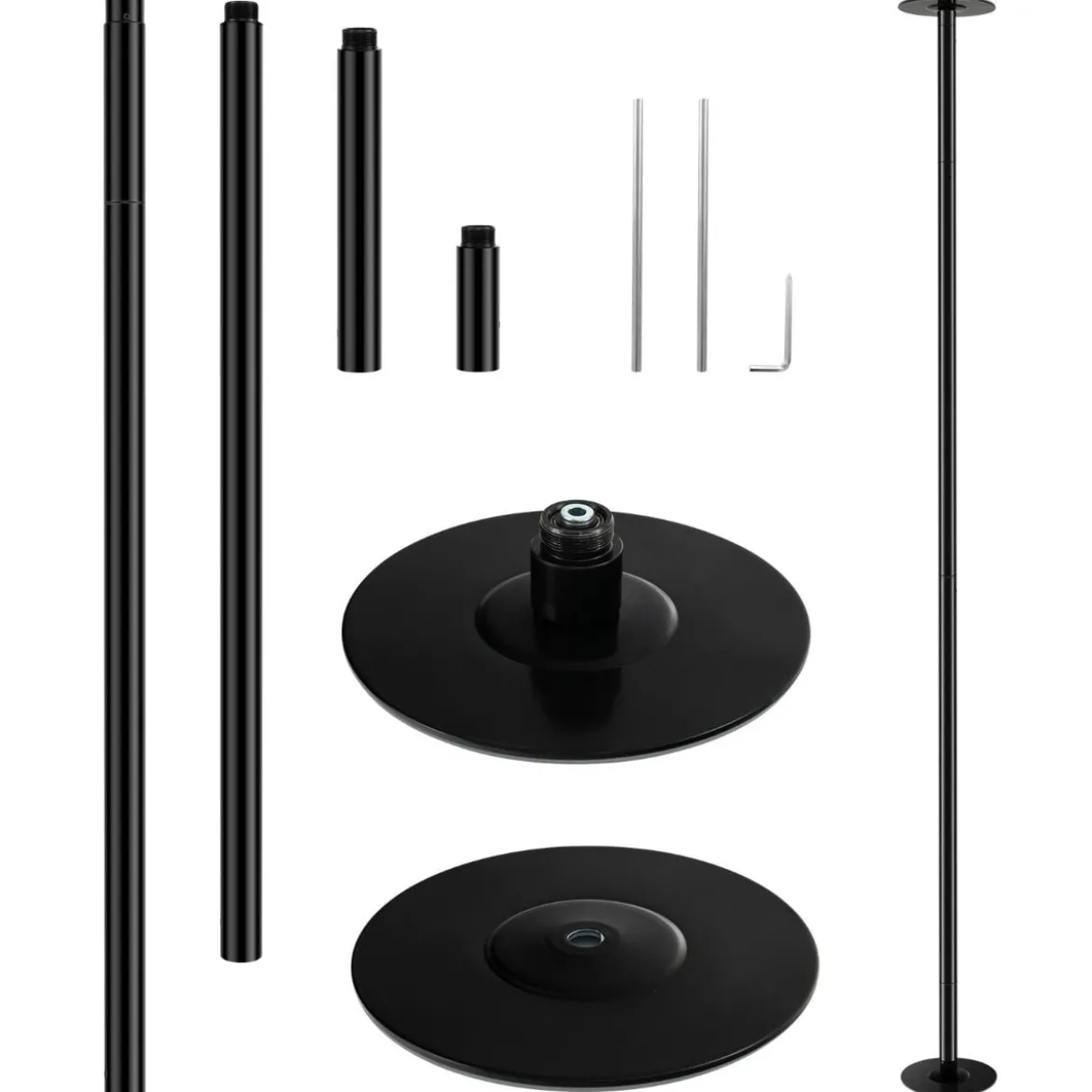 45 mm Profi Tanzstange mit Einstellbarer Höhe und Abnehmbarem Design Schwarz