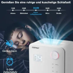 Mobile Entfeuchter für Haus und Keller Luftentfeuchter mit 4 Modi 28 x 20 x 50,5 cm Weiß