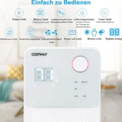 Mobile Entfeuchter für Haus und Keller Luftentfeuchter mit 4 Modi 28 x 20 x 50,5 cm Weiß