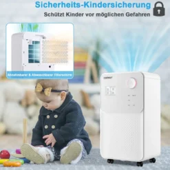 Mobile Entfeuchter für Haus und Keller Luftentfeuchter mit 4 Modi 28 x 20 x 50,5 cm Weiß