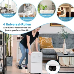 Mobile Entfeuchter für Haus und Keller Luftentfeuchter mit 4 Modi 28 x 20 x 50,5 cm Weiß