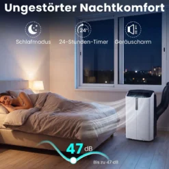 Mobile Klimaanlage 14000 BTU Klimagerät mit Kühlung Heizung Entfeuchtung Ventilator & Schlafmodus