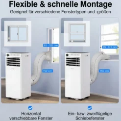 Mobile Klimaanlage 4-in-1 Tragbarer Luftkühler mit Luftentfeuchter Ventilator Schlafmodus 9000BTU