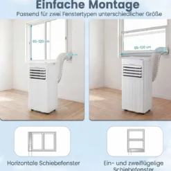 Mobile Klimaanlage mit Abluftschlauch 7000 BTU 3 in 1 Klimagerät für Raumgröße bis 32,5㎡