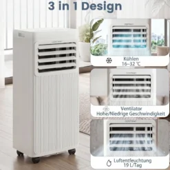 Mobile Klimaanlage mit Abluftschlauch 7000 BTU 3 in 1 Klimagerät für Raumgröße bis 32,5㎡