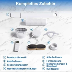 Mobile Klimaanlage mit Abluftschlauch 12000 BTU für Räume bis 46,5 m² 5 in 1 Klimagerät