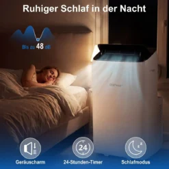 Mobile Klimaanlage mit Abluftschlauch 12000 BTU für Räume bis 46,5 m² 5 in 1 Klimagerät