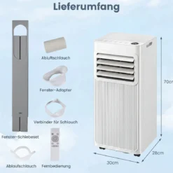 Mobile Klimaanlage mit Abluftschlauch 9000 BTU 3 in 1 Klimagerät für Raumgröße bis 42 ㎡