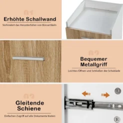 Mobiler Aktenschrank mit 2 Schubladen Büroschrank Aufbewahrungsschrank Mehrzweck Bürocontainer Weiß