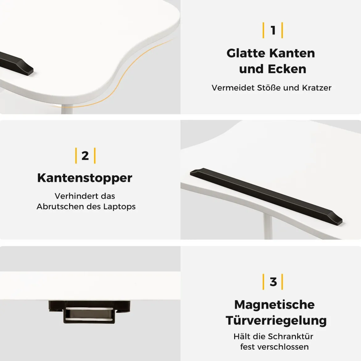 Mobiler Computertisch zum Stehen oder Sitzen mit Neigbarer Tischplatte & Schrank für das Heimbüro Weiß