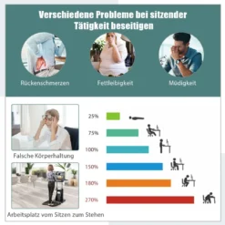 Mobiler Computertisch zum Stehen oder Sitzen mit neigbarer Tischplatte & Schrank für das Heimbüro Schwarz