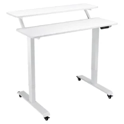 Mobiler höhenverstellbarer Schreibtisch ergonomischer Steh-Schreibtisch 120 x 68 x 88,5-137,5 cm Weiß
