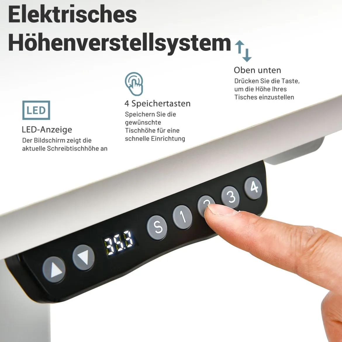 Mobiler höhenverstellbarer Schreibtisch ergonomischer Steh-Schreibtisch 120 x 68 x 88,5-137,5 cm Weiß