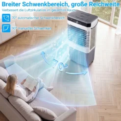 Mobiler Kühlventilator mit Fernbedienung 3 in 1 Luftkühler mit 27L Wassertank 49 x 31 x 109 cm
