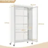 Mobiler Kleiderschrank mit Hängestange & Verstellbarem Regal & Durchsichtigen Schranktüren Weiß