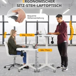Mobiler Laptoptisch 77-117 cm Höhenverstellbarer Stehschreibtisch mit Tablet-Halter