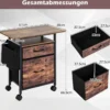 Mobiler Rollcontainer Aktenschrank Schmaler Nachttisch auf Rollen 61 x 38 x 66,5 cm
