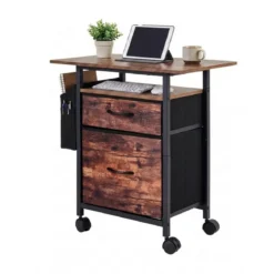 Mobiler Rollcontainer Aktenschrank Schmaler Nachttisch auf Rollen 61 x 38 x 66,5 cm